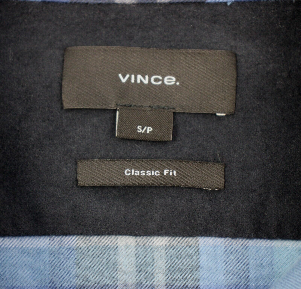 Vince Shirt Mens S Blue Plaid Flannel Classic Fit Long Sleeve Cotton Button Up - Picture 4 of 7